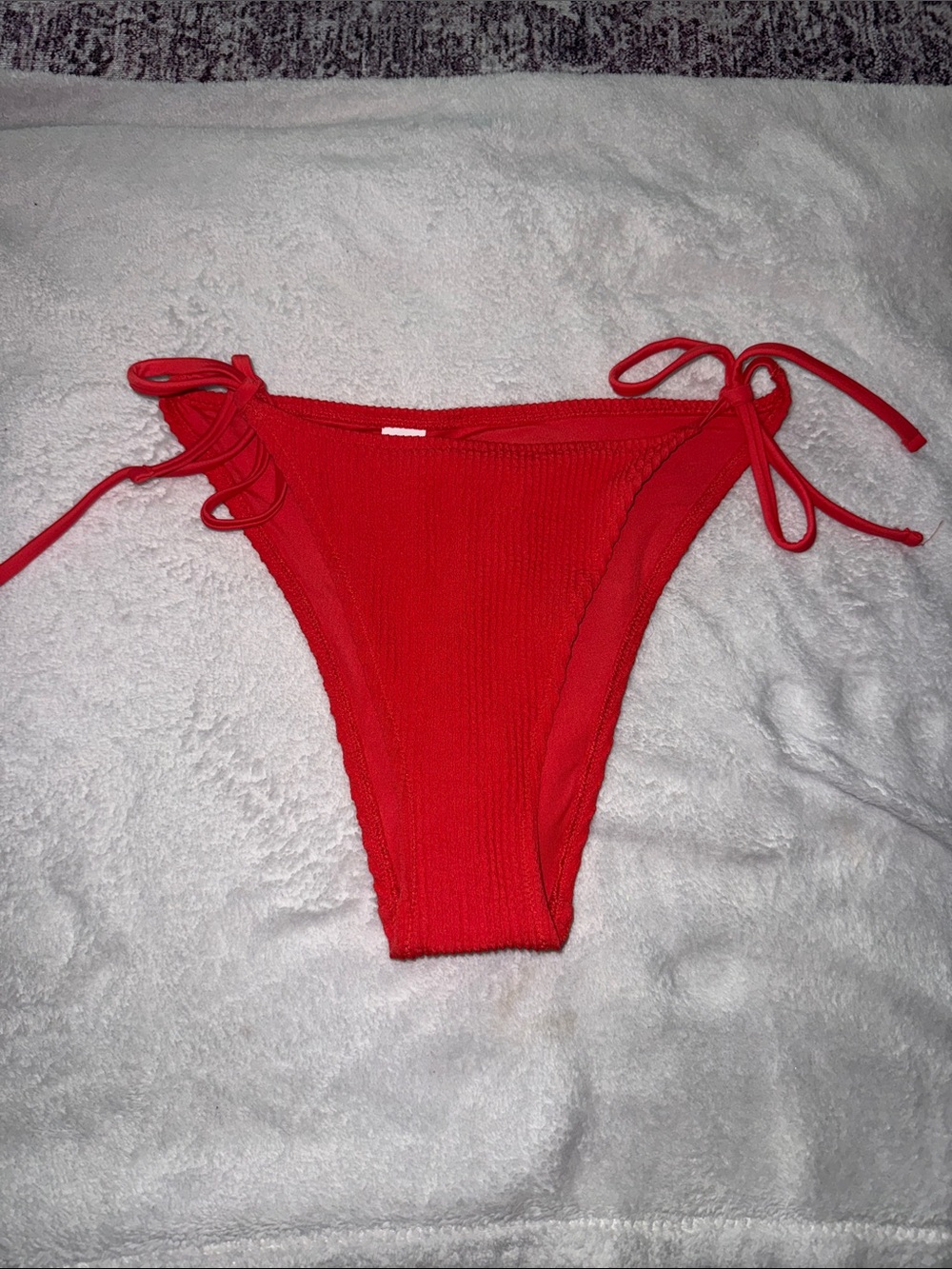 aerie Red Ribbed Tie-Side Bikini Bottoms